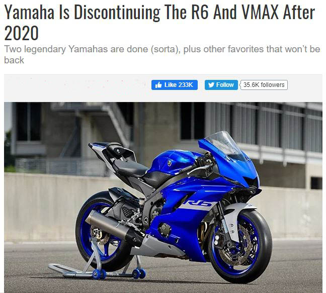 雅马哈yzfr6即将停产未来只提供r6race赛道版本